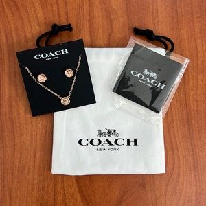 Brand new Coach open circle necklace
+ tea rose stud earrings (never worn)